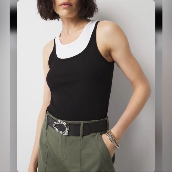 WHBM leather belt with silver sculptural buckle main image 8